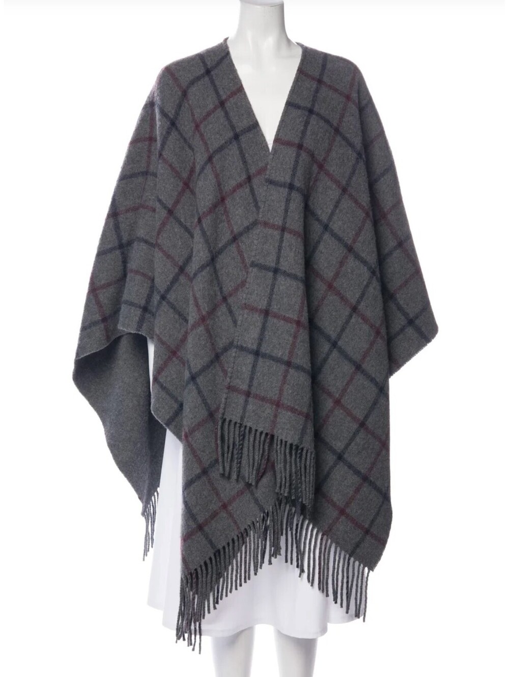 Theory Saiome Plaid Wool Reversible Cape Poncho